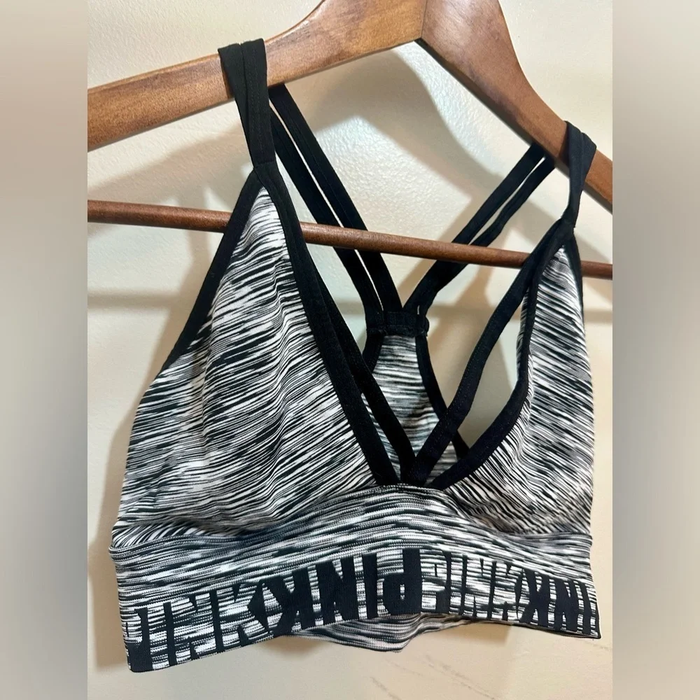 Pink Victoria’s Secret Cool & Comfy Strappy Bralette Size S Black and White